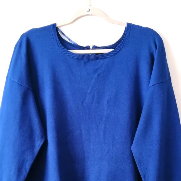 NWT Cable & Gauge Womens Blue Scoop Neck Back Zip Drop Shoulder Sweater Size 1X - Picture 3 of 7